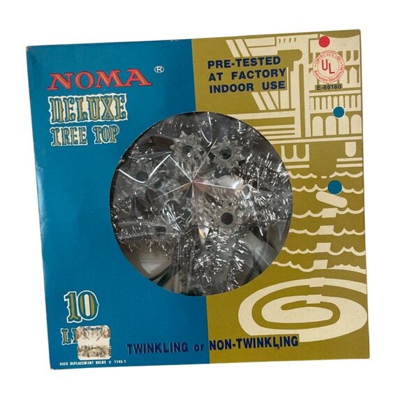 Vtg Noma Deluxe Tinsel Tree Top 10 Lights Twinkling / Non Twinkling Original Box - Picture 1 of 6